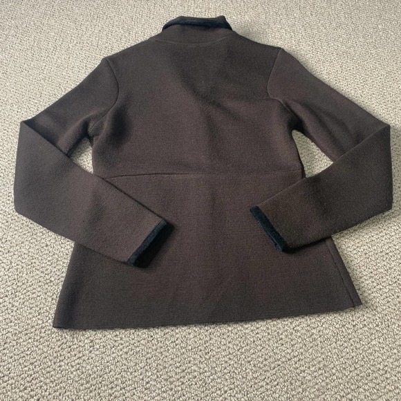Easel Womens Blazer Sweater Small Brown Merino Wool Blend Cardigan Faux Pockets - Picture 6 of 11